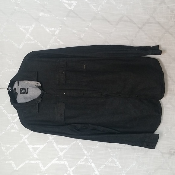 Volcom Shirt Size Mens XL Black Shacket Denim Pockets - Picture 1 of 9
